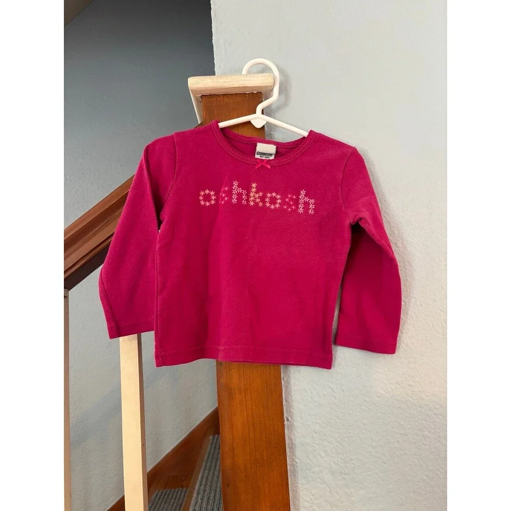 Oshkosh b’gosh embroidered floral logo spellout vintage Y2K pink 2t